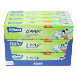 Bacofoil Zipper All Purpose Storage Bags Medium 12 Pack